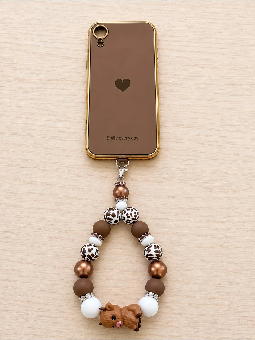 Highland Cow Cellphone Beaded Wrist Strap